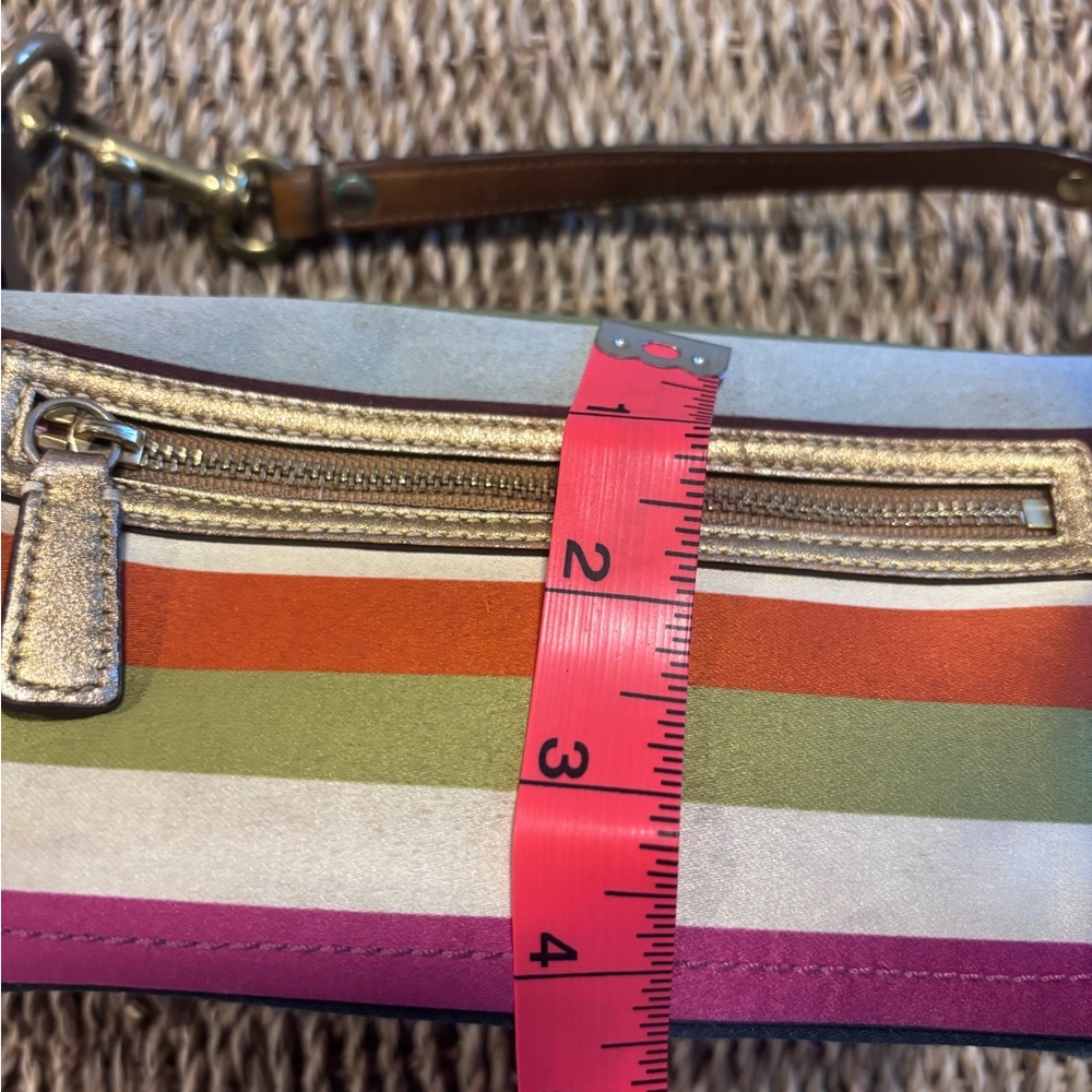 COACH LEGACY STRIPED DOUBLE HEADER KISSLOCK RAINBOW POUCH MINI SHOULDER BAG - Picture 11 of 14